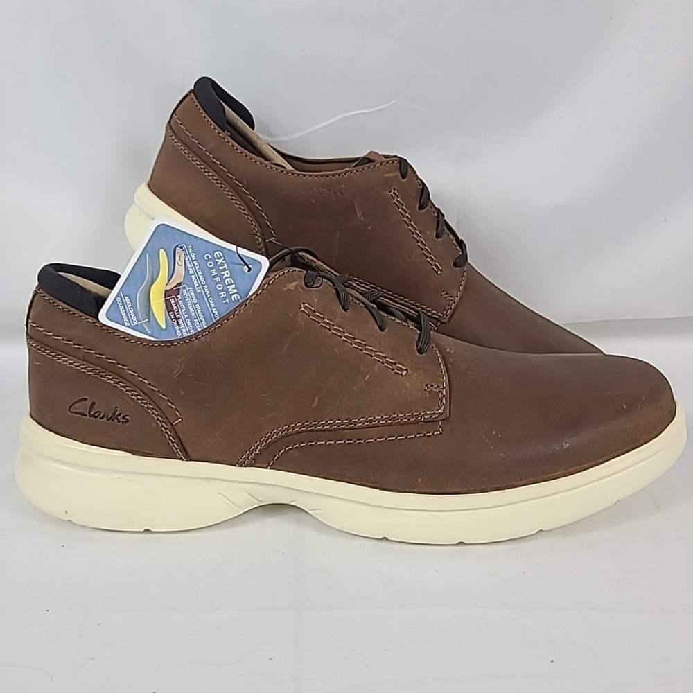 NEW Clarks Men's Bradley Plain Leather Light Brown Sneaker Sz 13 NWT